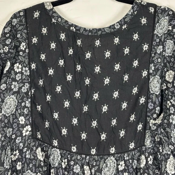 Lucky Brand Boho Peasant Black Floral Blouse- XXL - Picture 10 of 12